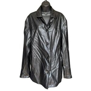 Princess Polly Faux Leather Jacket Sz 8 Black Blazer‎ Chic Office